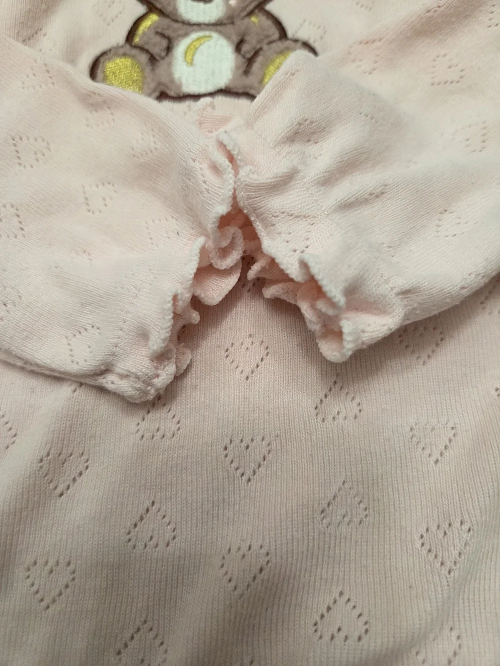 Little Lass Pale Pink Infant Bodysuit with Ruffle Collar and Tan Baby Shoes